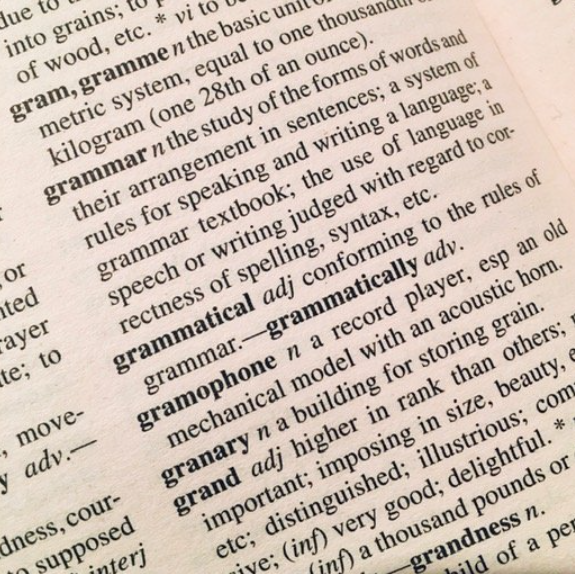 Definition of grammar in a dictionary